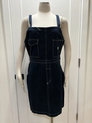 Vtg 90s CALVIN KLEIN Denim Dress CK Jeans Pockets Contrast Stitch - Image 1 of 4