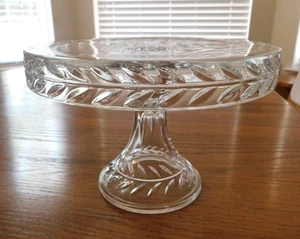 Indiana Glas Lorbeer Standfuß Kuchenständer mit Rum Brunnen 10,25 breit x 6,75" hoch - Bild 1 von 10