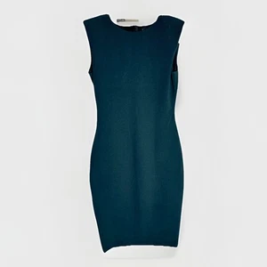 Zara Damen Kleid hochgeschlossen gepolstert Schulter ärmellos Reißverschluss grün Größe M #b04 - Bild 1 von 6