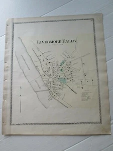 (1) 1873 ANDROSCOGGIN COUNTY ATLAS MAP, "LIVERMORE FALLS", SANFORD & EVERTS PUB. - Picture 1 of 2