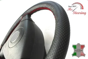 FOR GMC C/K SERIES TRK 80-87 BLACK PERF LEATHER STEERING WHEEL COVER DARK RED ST - Imagen 1 de 5