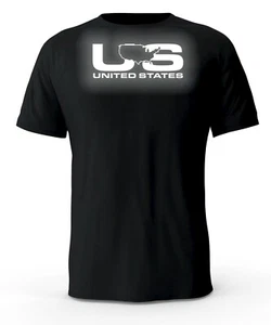 United States US Reflective Logo Black T-Shirt - Picture 1 of 3