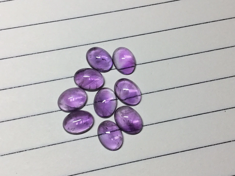 Finest Natural Amethyst Cabochons, Oval 8x6MM , 9pcs =10.08ct Sold as LOT. - Image 1 of 4