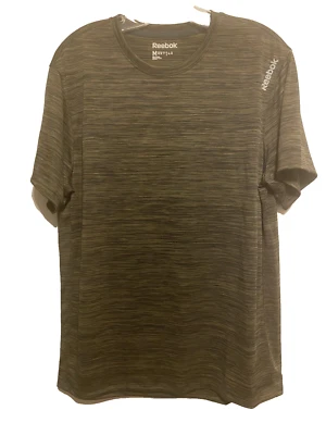 Camiseta de entrenamiento Reebok para hombre manga corta mediana nueva sin etiquetas marrón/negro poliéster, logotipo Foto 1 de 3