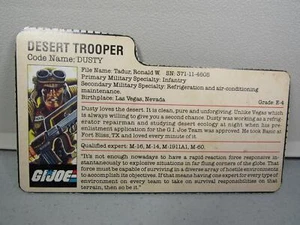 GI JOE -- 1985 tarjeta de archivo polvorienta - 10 + artículos = ENVÍO GRATUITO -- GIJOE - Imagen 1 de 2