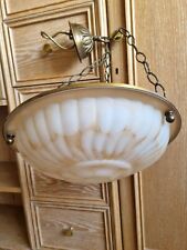 Vintage Art Deco Flycatcher marbled Glass And Brass Ceiling Light Shade