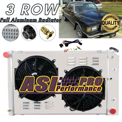 Ventilador de cubierta de radiador de 3 filas para Chevy 70-81 Camaro 78-87 Monte Carlo G-Body Caprice Foto 1 de 4