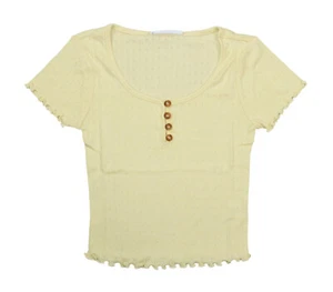 Hippie Rose Lettuce Edge Cropped Short Sleeve Juniors Top XS NWT Sunlight - Picture 1 of 1