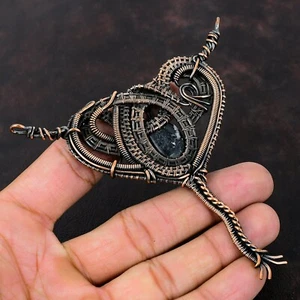 Chrysanthemum Wire Wrapped Pendant Handcrafted Copper Designer Jewelry 3.58" - Picture 1 of 6