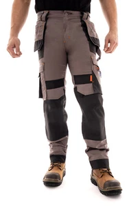 Mens Construction Work Pants Heavy Duty Cordura Cargo Workwear Utility Trousers - Picture 1 of 18