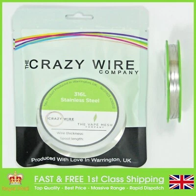 CRAZY WIRE COMPANY 0.5x 0.1mm Stainless Steel Ribbon Wire 316L Marine Grade 200 Metre Spool UK Made