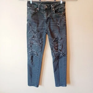 American Eagle Next Level Flex Men's/Big Boys Black Destroyed Jeans-28x28 - Picture 1 of 8