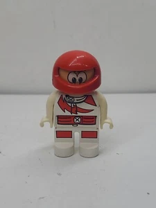 Lego Duplo Figure Male Racer White w/ Red helmet Vintage - Picture 1 of 9