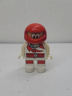 Lego Duplo Figure Male Racer White w/ Red helmet Vintage - Image 1 of 4