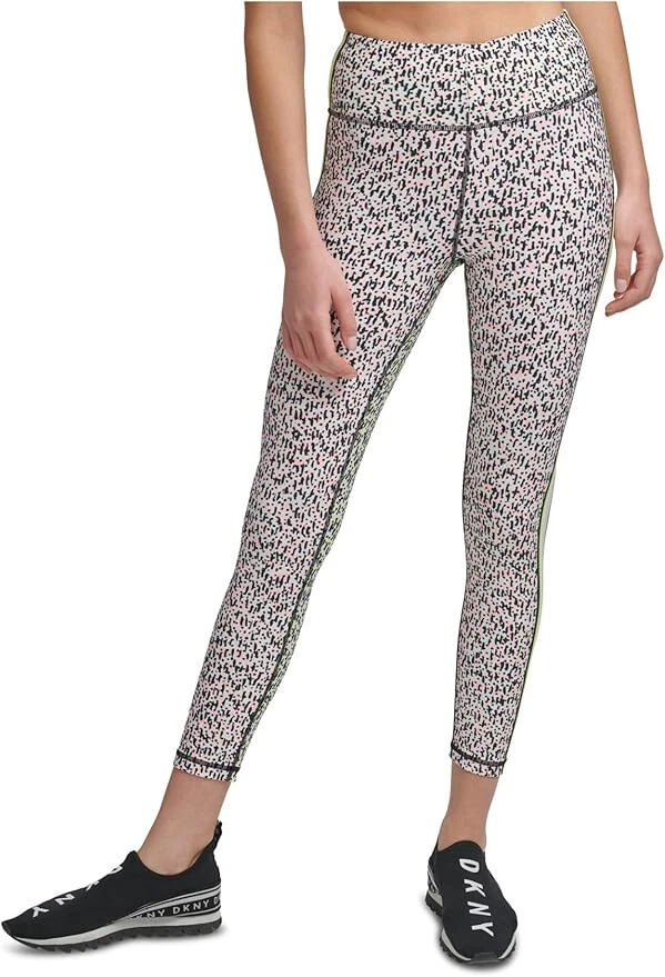 DKNY Sport Leggings Printed Side Striped Animal Print M AM25