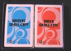 Tarjetas de juego Super Ko-Rec-Type y Solvent Ko.Rec-Copy doble anuncio ~ 1 sellado - Imagen 1 de 8
