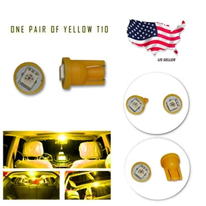 192 194 W5W 168 Xenon Brand New 2 Pcs Yellow T10 1-SMD Wedge 5050 LED LightBulbs - Picture 1 of 4