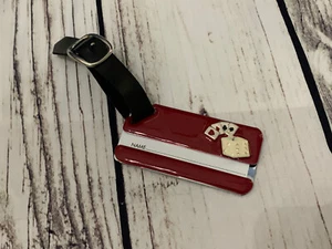 Spring Street Red Metal Luggage Tag Poker, Dice Multi Color Crystals NWT - Picture 1 of 2