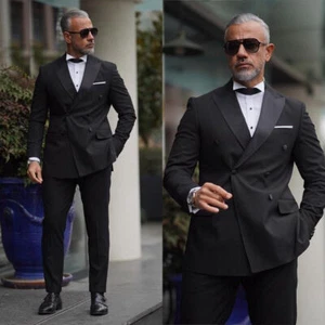 Men's Suit Double Breasted Peak Lapel Blazer Party Groom Tuxedo Wedding Prom - Picture 1 of 10