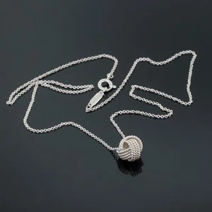 Tiffany & Co. Twist Knot Ball Pendant Chain Necklace 925 Sterling Silver 16" - Picture 1 of 5