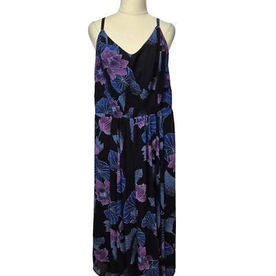 City Chic Maxi Dress Womens Size S = 16 Black Floral Water Lily BNWT $129 Lined - image 1 of 4