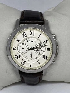 Fossil FS4735 Men's Brown Leather Analog Dial Quartz Genuine Wrist Watch GE483 - Picture 1 of 12