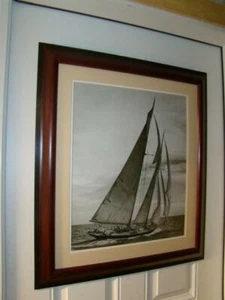 Sailboat Print Picture Double Matted Framed 27X30 1/2 INCHES - Picture 1 of 4