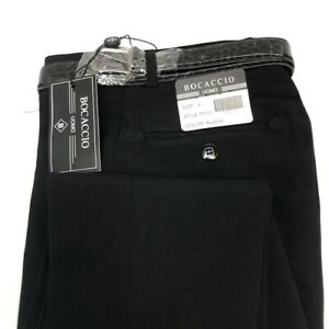 Bocaccio Uomo Boy's Black Flat Front Dress Pants with a Black Belt Sizes 4 - 20