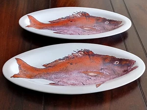 Vintage Pair Of Mutton Snapper Serving Plates By L'art Pour La Table Collection - Picture 1 of 18
