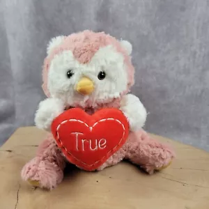 Animal Adventure Owl Plush Pink Valentine "True" Heart 7" Stuffed Animal 2017 - Picture 1 of 14