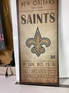 New Orleans Saints alter gerahmter Ticket Wandbehang 26” x 12” Top Zustand - Bild 1 von 3