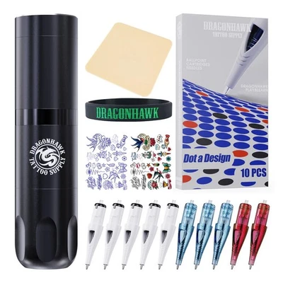 Dragonhawk X2 pro 3.5mm Stroke Machine Tattoo Kit with Ballpoint Cartridges - Image 1 of 3