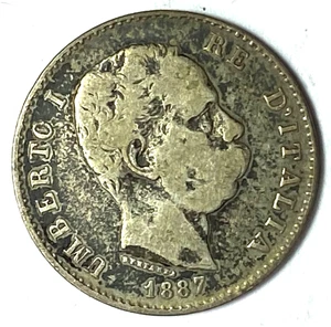 Moneda de plata 1L Italia 1887 M KM# 24,2 - Imagen 1 de 2