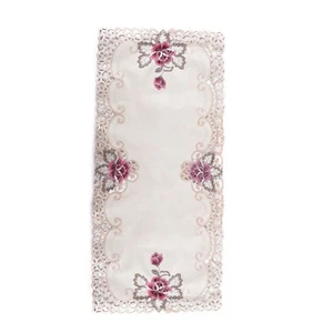 Floral Embroidered Lace Printed Tablecloth Table Mat For Home Kitchen Decoration - Picture 1 of 24