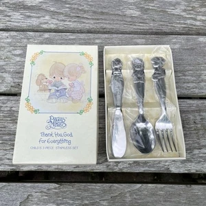 NEW Precious Moments Child's 3 Piece Stainless Set in Box Japan Vintage 1983 - Picture 1 of 14
