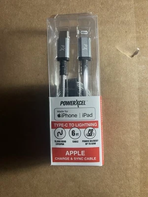 PowerXcel Type-C to Apple Lighting 6ft Charge & Sync Cable - Power Delivery 60W - Image 1 of 2