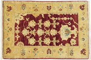 Afghan Chobi Ziegler Teppich 60x90 Handgeknüpft Rot Floral Orient Kurzflor a - Picture 1 of 7