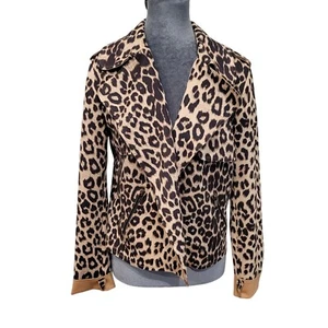 New- KUT FROM THE KLOTH Size Small Leopard Drape Moto Jacket - Picture 1 of 11