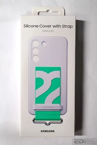 OEM Samsung Galaxy S22 White Silicone Cover with Green Strap - Photo 1 sur 2