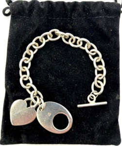 SILPADA Heavy Sterling Silver 925 HEART Charm CHAIN BRACELET 7.5 " B0779 Toggle - Picture 1 of 7