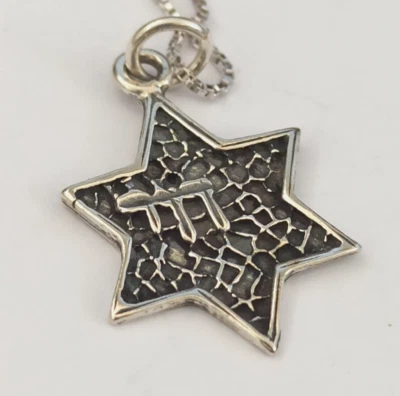 Collar Hombre Estrella de David Chai Modernista Plata de Ley 925 Texturizado De Colección Regalo Foto 1 de 4