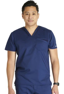 Cherokee Workwear Scrubs Men's V Neck Top WW751 NAV Navy Free Shipping - Picture 1 of 5