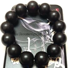 Certified 17mm Natural Tibet Red Black Beeswax Amber Reiki Beads Bracelet 7.5"