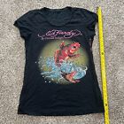 Ed Hardy Christian Audigier Original  Black Crystal Koi Fish T-shirt Medium? Y2K