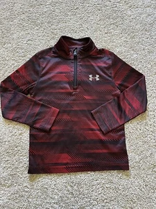Under Armour Youth Kids 1/4 Zip Lightweight Pullover Size 5 Red Black - Picture 1 of 9
