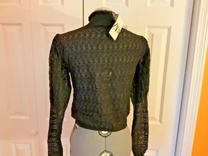 Zara Oberteil Mock Neck Langarm Schwarz Spitze Strick Pullover Damen Gr. S/M - Bild 1 von 4