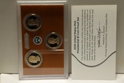 2016 S U.S. Mint President 3 coin Proof Set Box/COA - Image 1 of 4