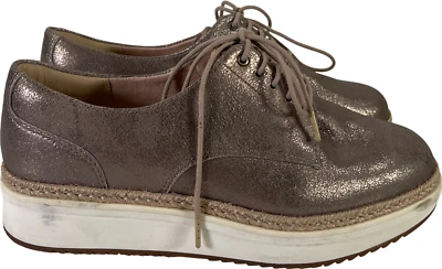 Clarks Artisan Womens Gold Pewter Metallic Teadale Platform Oxford Shoes - 7.5 W - Image 1 of 4