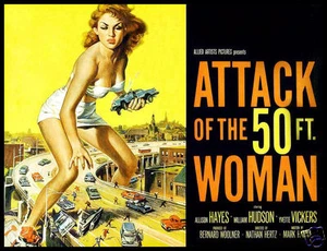 Póster de película para mujer Attack of the 50 ft imán nevera estampado en lona 6x8 grande - Imagen 1 de 2