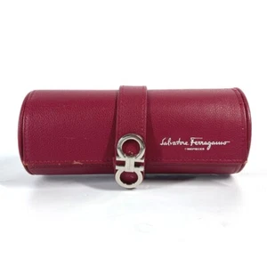 Salvatore Ferragamo Logo Watch Case Watch case Pouch Leather Red - Picture 1 of 11